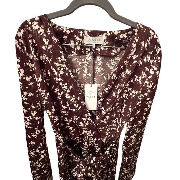 NWT. WAYF. Floral Long Sleeve Wrap Minidress. Womens size‎ S - Picture 1 of 8